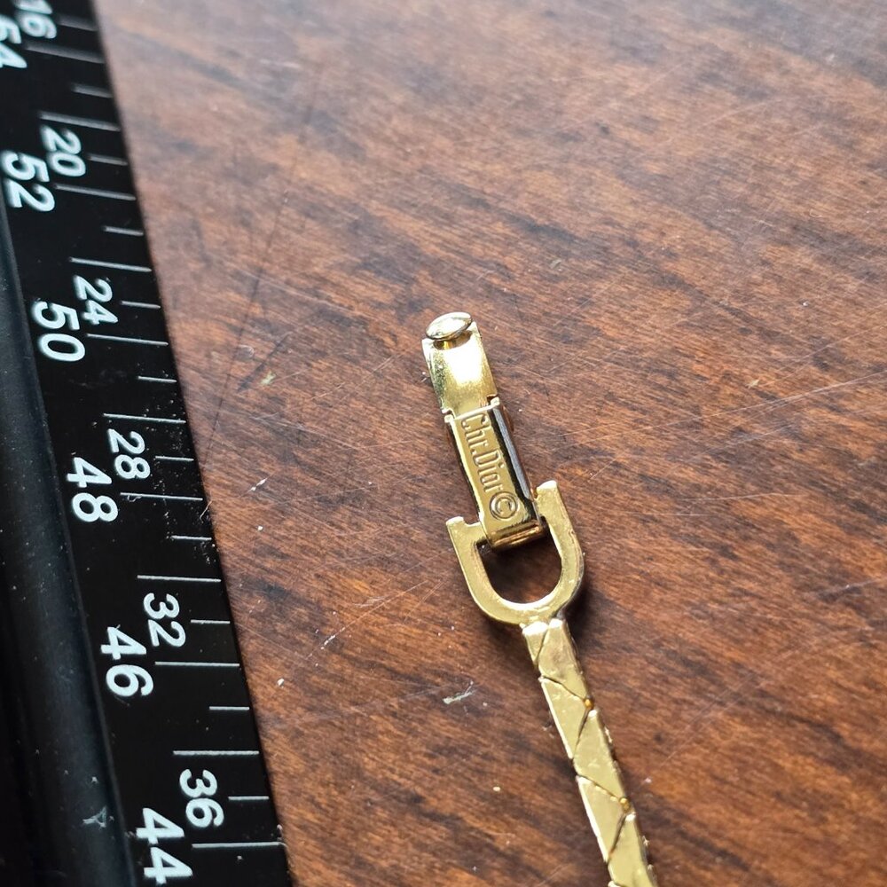 Christian Dior Bracelet Green Cabochon Crystal Gold Plated SIGNED VINTAGE Pretty - Picture 6 of 16